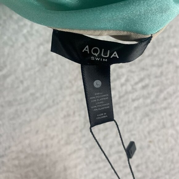 Aqua Swim Ruched Underwire Bikini Top Women's Large Aqua Polyester Stretch S9809 - Picture 4 of 5